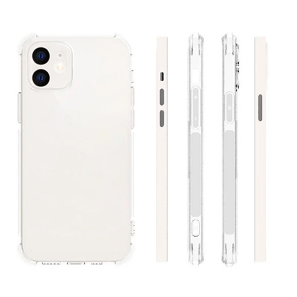 iPhone 12 Mini Anti Shock Darbe Emici Kamera Korumalı Şeffaf Silikon Kılıf - 2