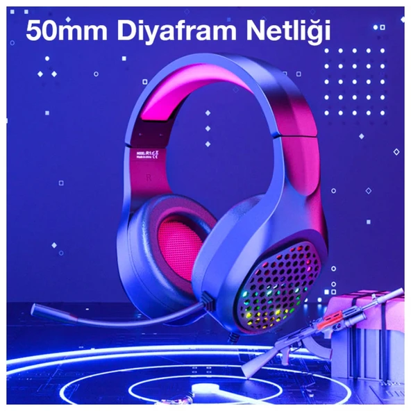XMOWi R1 Gaming Mikrofonlu RGB Oyuncu Kulaklığı PC- Dizüstü Ve Ps4 (Mavi-Siyah) - 7