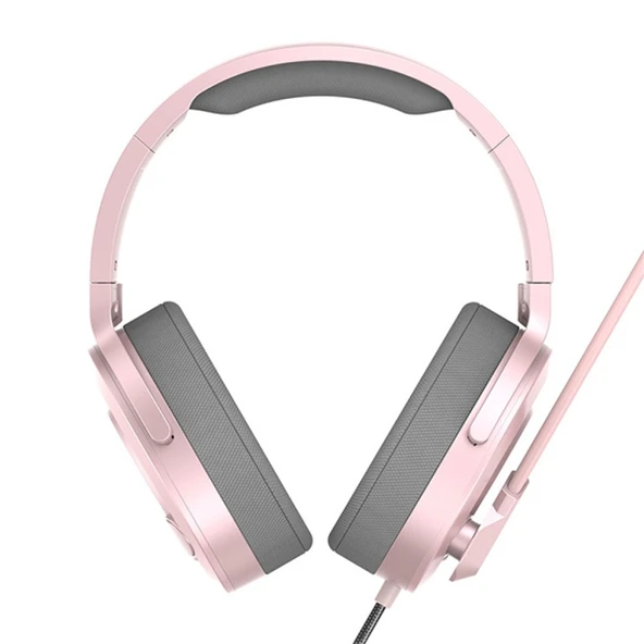 Baseus GAMO D05 Immersive Virtual 3D Işıklı pc Gaming Oyuncu Kulaklığı (Pembe) - 4