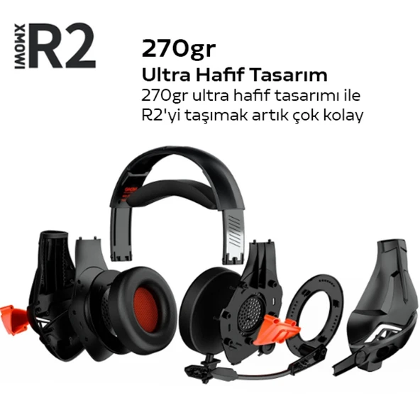 XMOWi R2 Gaming Mikrofonlu RGB Oyuncu Kulaklılığı Gurultu Engelleyici Kulaklik (Siyah-Kırmızı) - 4