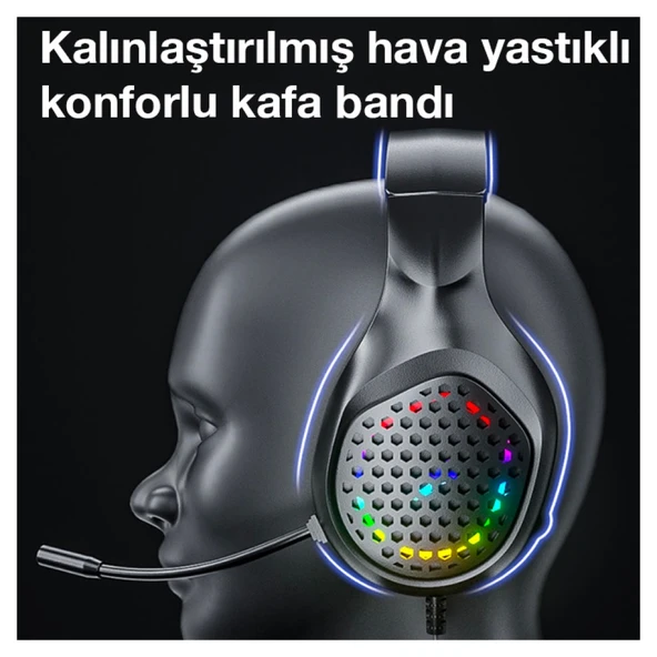 XMOWi R1 Gaming Mikrofonlu RGB Oyuncu Kulaklığı PC- Dizüstü Ve Ps4 (Mavi-Siyah) - 2