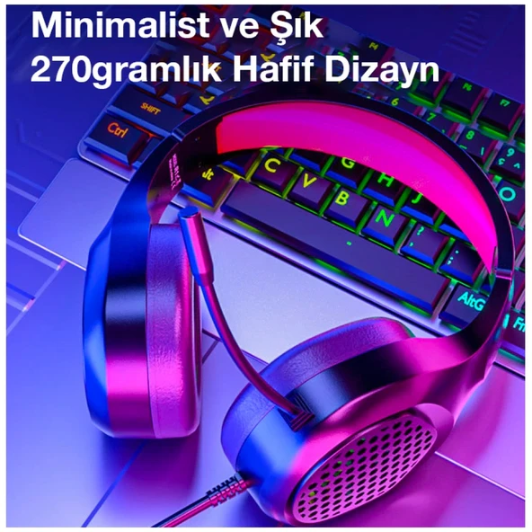 XMOWi R1 Gaming Mikrofonlu RGB Oyuncu Kulaklığı PC- Dizüstü Ve Ps4 (Mavi-Siyah) - 6