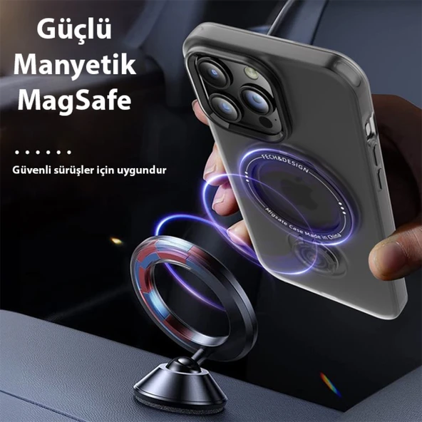 iPhone 14 Plus Magsafe Uyumlu 360 Dönebilen Standlı Manyetik Silikon Kılıf (Siyah) - 5