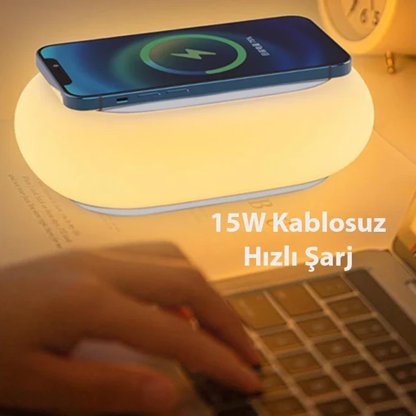 K31 Kablosuz Şarj Cihazı RGB Gece Lambası - 4
