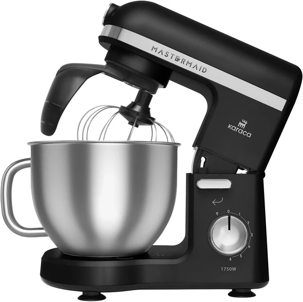 Karaca Mastermaid Chef Pro Çift Kollu 1750 W 5 lt Matte Black Silver Stand Mikser
