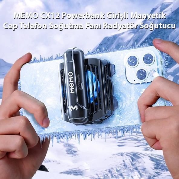MEMO CX12 Powerbank Girişli Manyetik Cep Telefon Soğutma Fanı Radyatör Soğutucu (Siyah) - 2