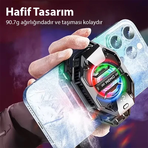Memo DL20 AI Yarı İletken Arka Klipsli Soğutma Radyatörü IPhone Android PUBG Oyun Soğutucu 3 Aşamalı (Siyah) - 3