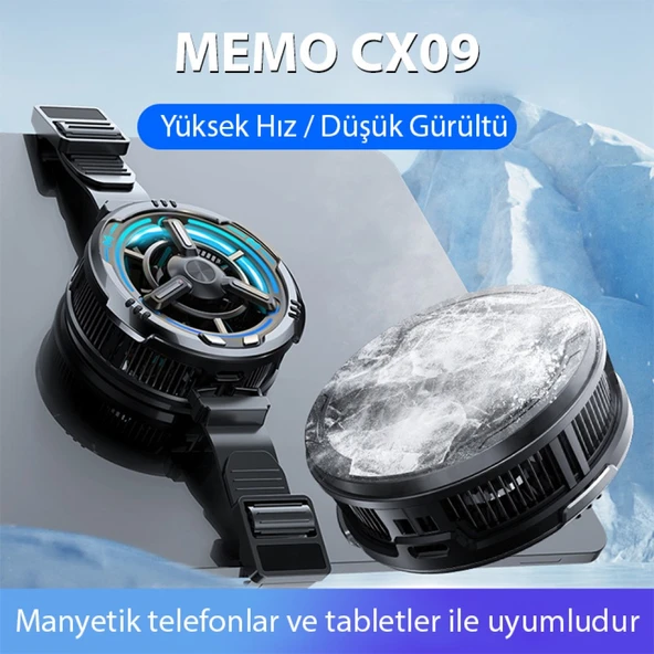 MEMO CX09 Manyetik Cep Telefon Soğutma Fanı Radyatör Soğutucu (Siyah) - 2