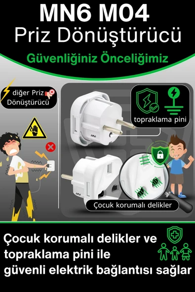 MN6 M04 Priz Dönüştürücü/5 Adet Fiş Çevirici Adaptör-şarj Aleti Fiş Dönüştürücü - 5
