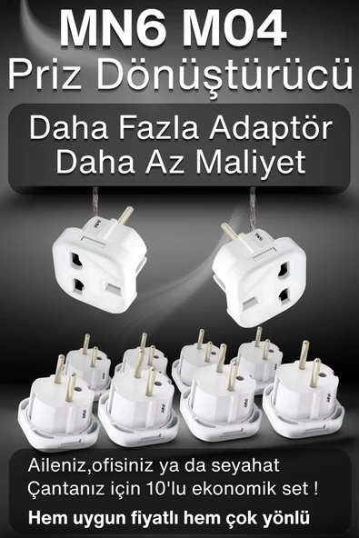 MN6 M04 Priz Dönüştürücü/10 Adet Fiş Çevirici Adaptör-şarj Aleti Fiş Dönüştürücü - 7