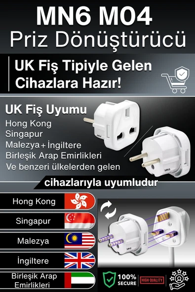 MN6 M04 Priz Dönüştürücü/3 Adet/a-kalite Fiş Çevirici Adaptör-şarj Aleti Fiş Dönüştürücü - 2