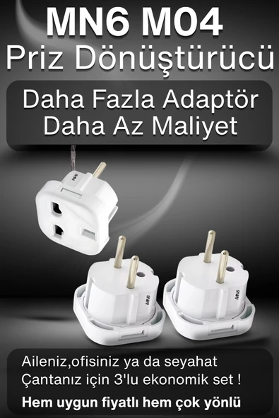 MN6 M04 Priz Dönüştürücü/3 Adet/a-kalite Fiş Çevirici Adaptör-şarj Aleti Fiş Dönüştürücü - 7