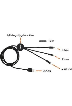 CARUB Şarj Kablosu Geri Çekilebilir Usb 1.2m 3in 1 - 2