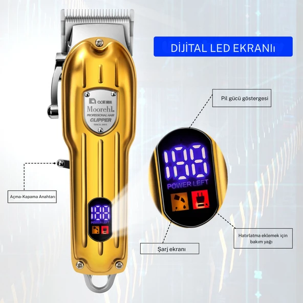 DEARLING RF-105 Profesyonel Saç Kesme Makinesi - 7500 RPM Motor Gücüyle Üstün Performans - 4
