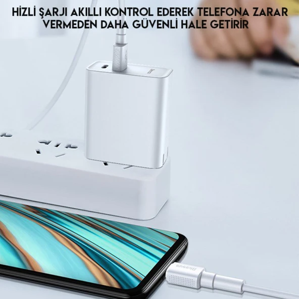 Baseus Mini White Micro USB 4A OPPO VIVO Dash Usb Şarj Kablosu 1Metre (Beyaz) - 6