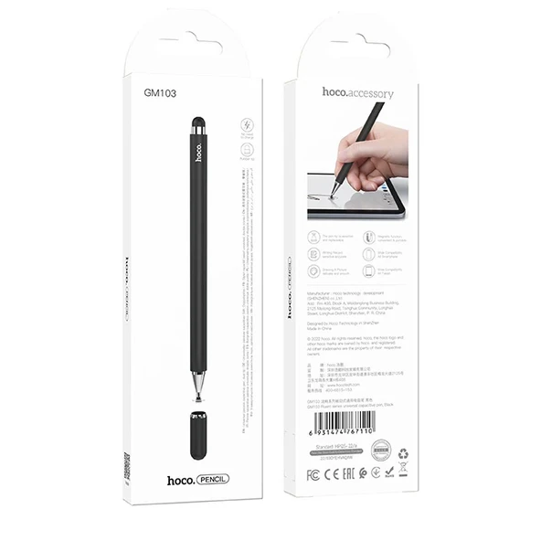 HOCO GM103 Fluent Series Universal Tablet Stylus Kapasitif Dokunmatik Kalem (Siyah) - 3