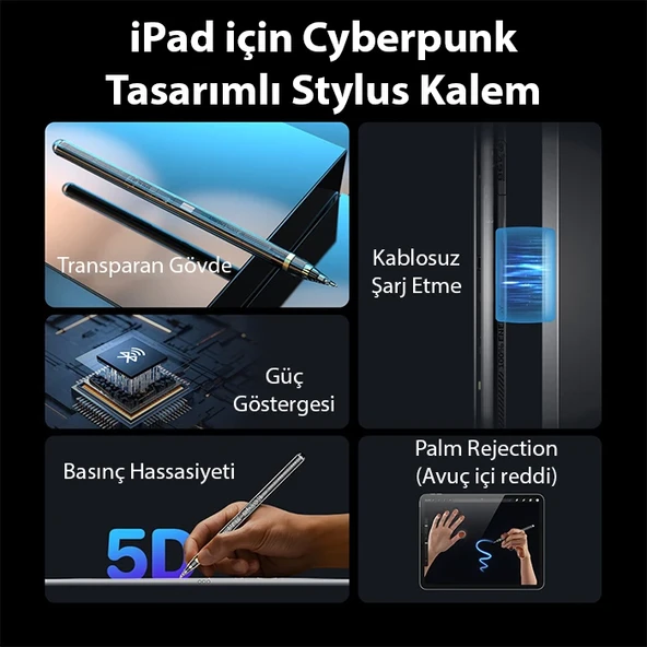 Dux Ducis SP-04 Manyetik Şarjlı iPad Tablet Dokunmatik Transparent Stylus Kalem (Siyah) - 3