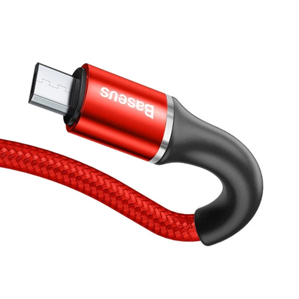 Baseus halo Mikro Usb 3A Hızlı Şarj 0.25CM Kısa Power Bank için Şarj Kablosu (Kırmızı) - 2