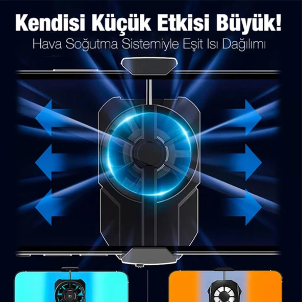 MEMO FL-A2 Hava Soğutmalı Cep Telefon Soğutma Fanı Radyatör Soğutucu (Siyah) - 3