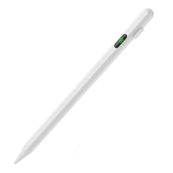 K-2268 Dijital Göstergeli Universal Kapasitif Stylus iPad Tablet Dokunmatik Kalem (Beyaz)