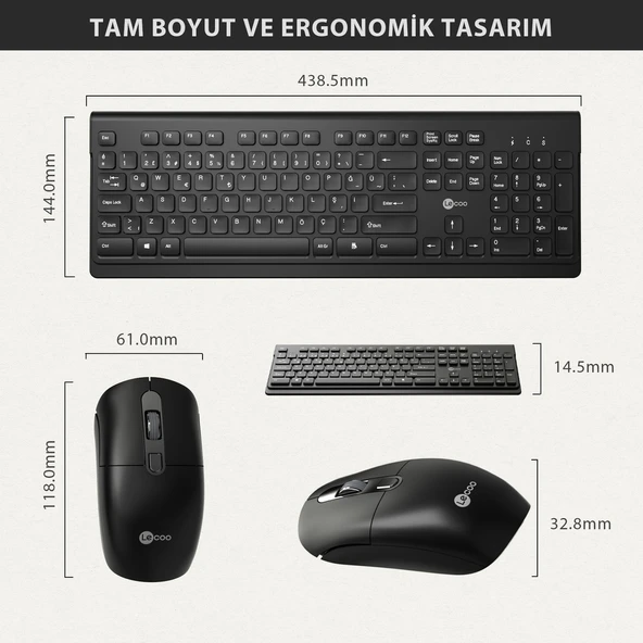 KW203 2.4ghz Kablosuz Türkçe Q Klavye & Mouse Set Siyah - 7