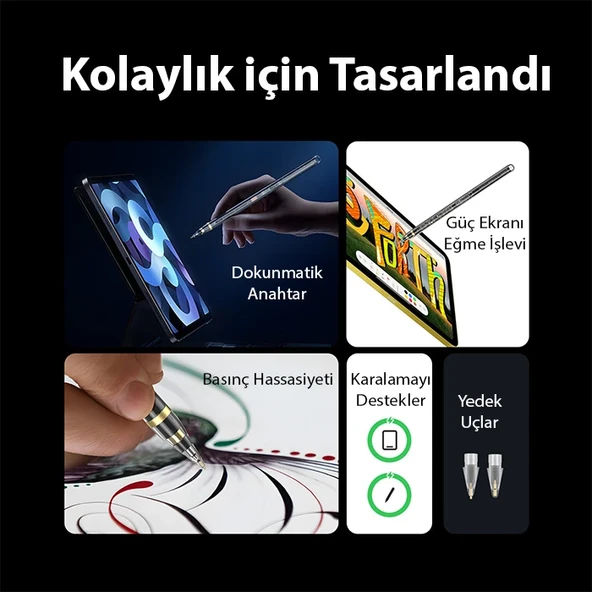 Dux Ducis SP-04 Manyetik Şarjlı iPad Tablet Dokunmatik Transparent Stylus Kalem (Siyah) - 5