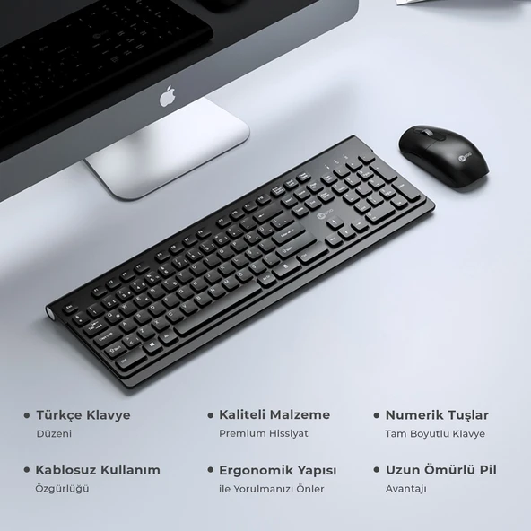 KW203 2.4ghz Kablosuz Türkçe Q Klavye & Mouse Set Siyah - 4