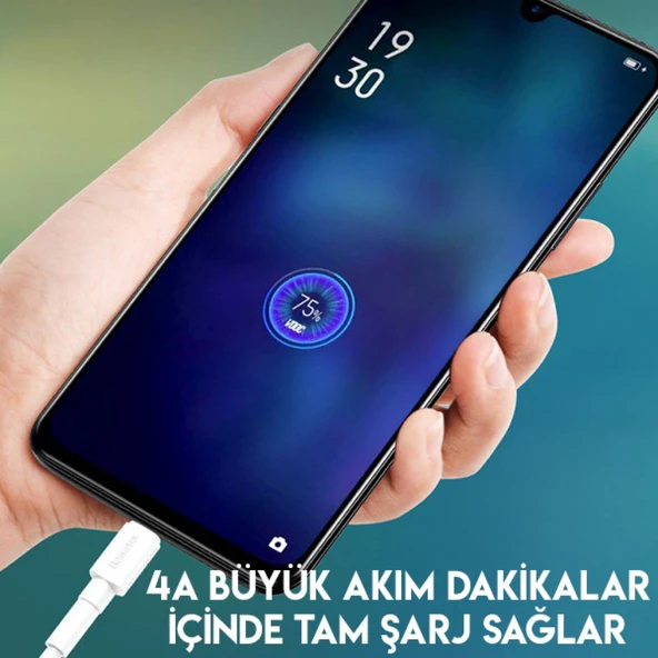Baseus Mini White Micro USB 4A OPPO VIVO Dash Usb Şarj Kablosu 1Metre (Beyaz) - 4