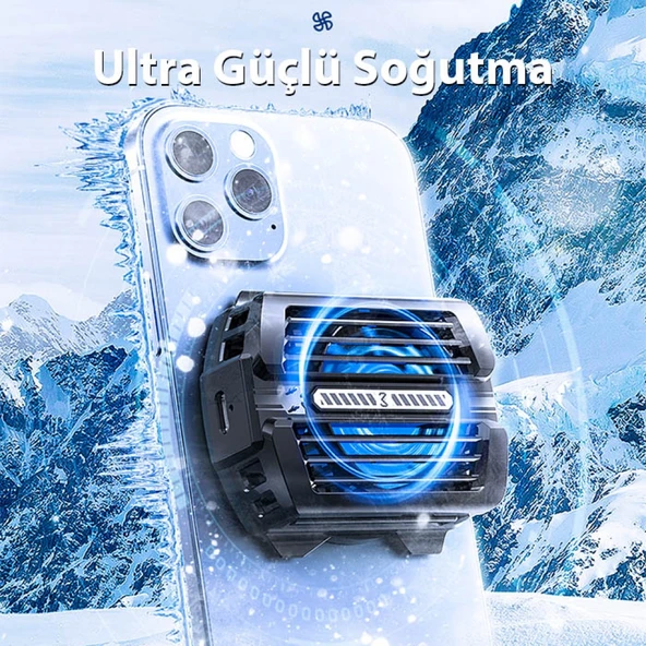 MEMO CX12 Powerbank Girişli Manyetik Cep Telefon Soğutma Fanı Radyatör Soğutucu (Siyah) - 3