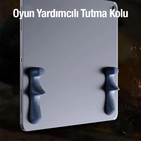 Memo PB02 2 Adet Tablet İçin Yapışkanlı Silikon Oyun Yardımcı Tutma Kolu (Lacivert) - 3