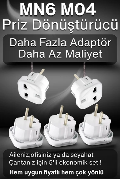 MN6 M04 Priz Dönüştürücü/5 Adet Fiş Çevirici Adaptör-şarj Aleti Fiş Dönüştürücü - 7