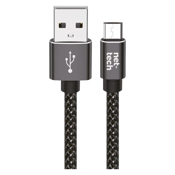 Nettech NT-DC02 İp Örgü 300 Cm Micro Şarj ve Data Kablosu (Siyah)