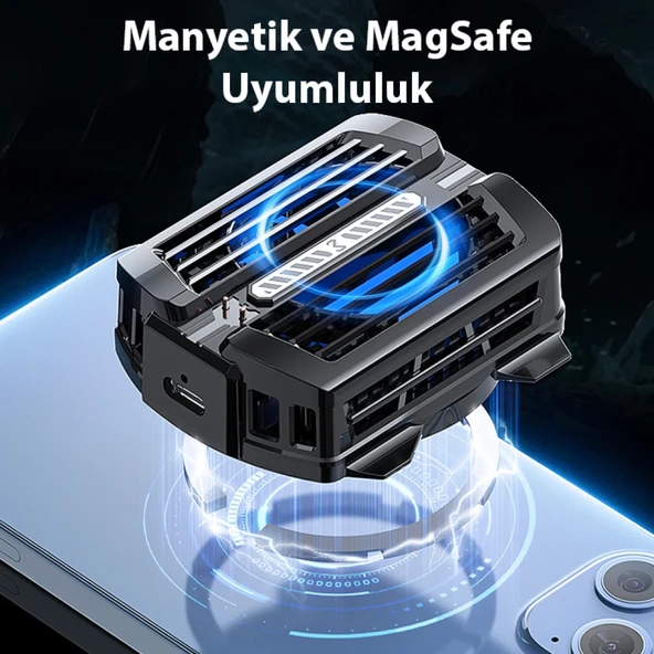 MEMO CX12 Powerbank Girişli Manyetik Cep Telefon Soğutma Fanı Radyatör Soğutucu (Siyah) - 4