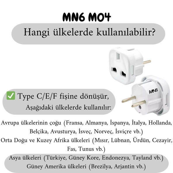 MN6 M04 Priz Dönüştürücü/10 Adet Fiş Çevirici Adaptör-şarj Aleti Fiş Dönüştürücü - 3