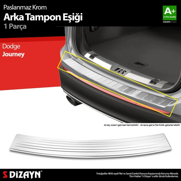 S-Dizayn Dodge Journey Krom Arka Tampon Eşiği 2011 Üzeri A+ Kalite ürün görseli