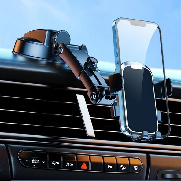 Torpido üstü 360 derece dönebilen 25,5 cm telefon tutacağı krom / SYTE200 - Resim 4