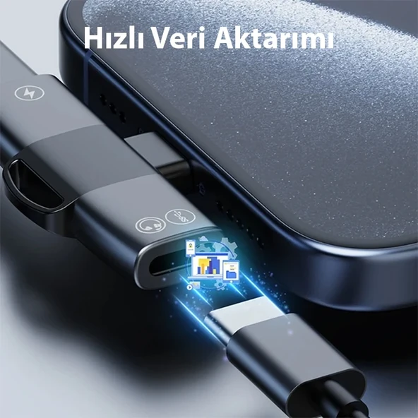 Mini 2in1 Type-c to Type-C Kulaklık + Şarj Adaptöru (Siyah) - 6