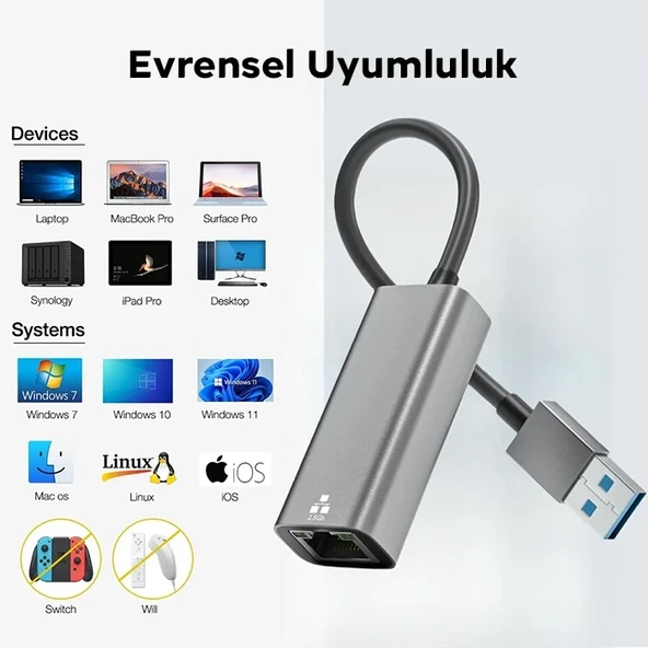 USB-A 3.0 to 2.5G Gigabit Ethernet Adaptörü (Siyah) - 2