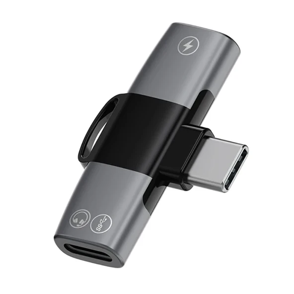 Mini 2in1 Type-c to Type-C Kulaklık + Şarj Adaptöru (Siyah)