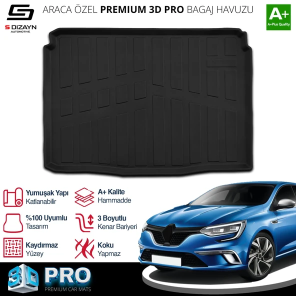 S-Dizayn Renault Megane 4 HB 3D Pro Bagaj Havuzu 2016 Üzeri A+ Kalite - Resim 2