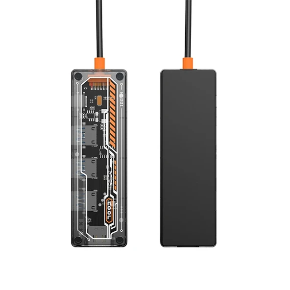 5in1 Type-c To USB3.0 + USB2.0 *2 + Type-c PD 100W + HDMI Çoğaltıcı Transparan Hub - 5