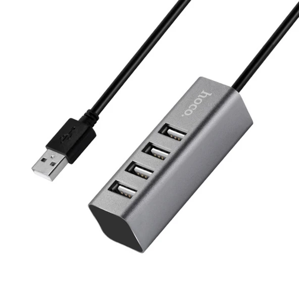 HOCO HB1 80cm Kablolu 4 Portlu USB Çoğaltıcı HUB Adaptör (Füme)