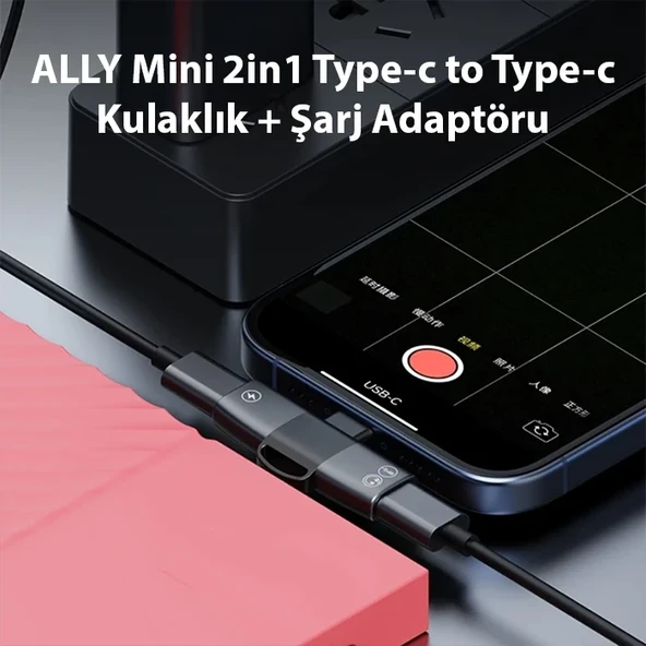 Mini 2in1 Type-c to Type-C Kulaklık + Şarj Adaptöru (Siyah) - 4