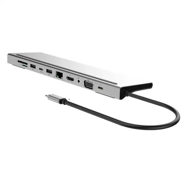 11 in 1 Masaüstü Standlı Çoğaltıcı Adaptör Çevirici Hub (Gümüş) - 2