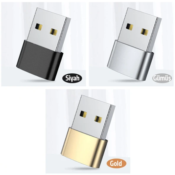 USB to Type-C Dişi Çevirici Dönüştürücü Adaptör (Gold) - 2