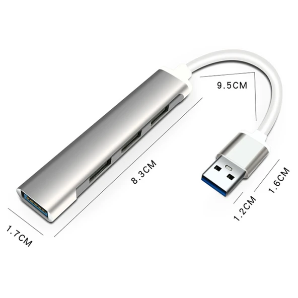 A-809 4in1 USB to USB Hub Çoğaltıcı Adaptör (Gri) - 3