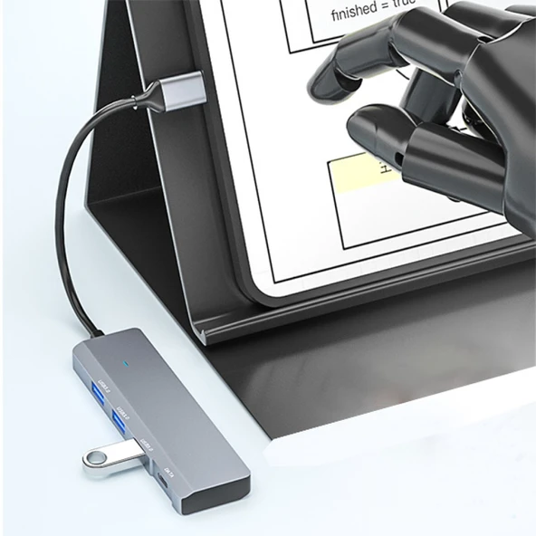 ADS-309C 4in1 Type-C to USB + Type-C Hub Adaptör Çevirici Dönüştürücü Çoğaltıcı  (Füme) - 5