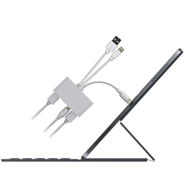 3 İN1 İPhone+Usb C+ Usb A Kamera Okuyucu Kart Okuyucu (Beyaz) - 3