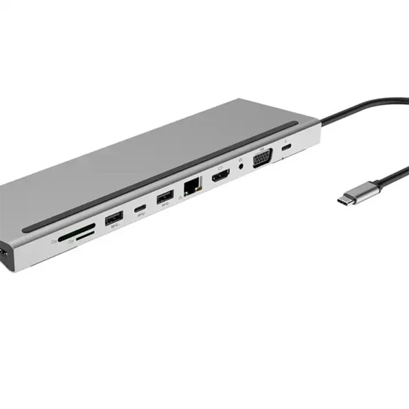 11 in 1 Masaüstü Standlı Çoğaltıcı Adaptör Çevirici Hub (Gümüş) - 4