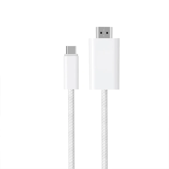 Type-C To HDMI HDTV Dönüştürücü Adaptör 4K 60Hz Kablo 1.8M (Beyaz)